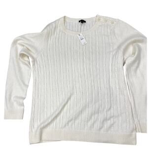 Talbots Women's Long Sleeve Sweater, Cable Knit, Cream, NWT, Laarge